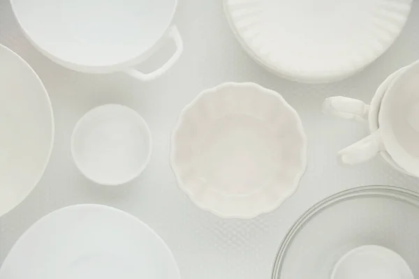 White Ceramic Plates Light Background — Fotografia de Stock