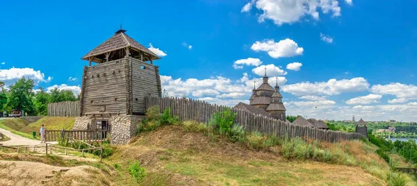 Saporoschje Ukraine 2020 Außenmauern Holzzaun Und Wachtürme Des Nationalen Reservats — Stockfoto