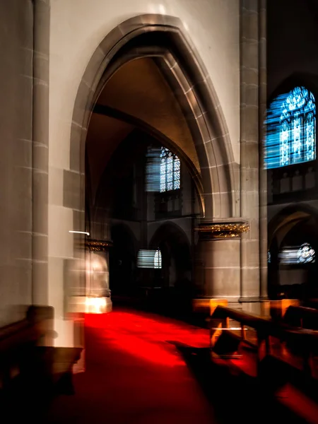 Effect Moving Space Interior Cathedral Red Tones Strasbourg — Stock Photo, Image