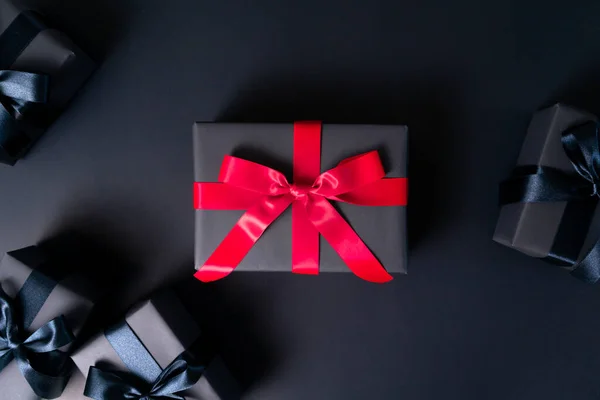 Black Friday Sale Black Gift Box Online Shopping — Stock Photo, Image