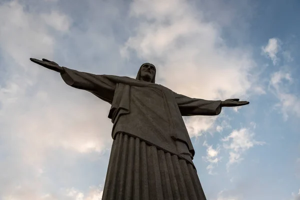 Beautiful View Christ Redeemer Statue Late Afternoon Clouds Tijuca Forest — Stock Photo, Image