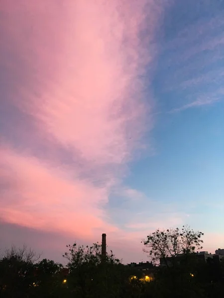 Belo Pôr Sol Sobre Cidade — Fotografia de Stock