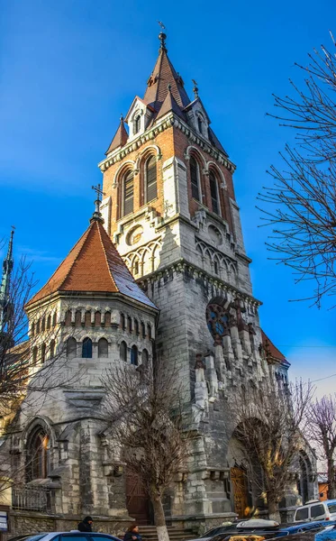 Chortkiv Ukraina 2020 Stanislaus Kyrka Chortkiv Ukraina Solig Vinterdag — Stockfoto