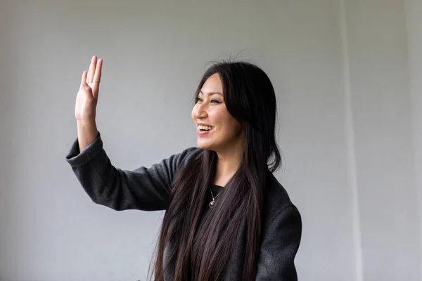 Portrait Happy Asian Woman Home — Fotografia de Stock