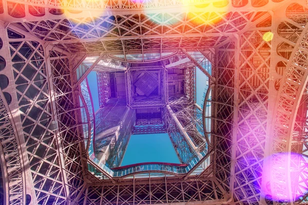 Detail Eiffel Tower Seen Colored Glitters — Stock Photo, Image