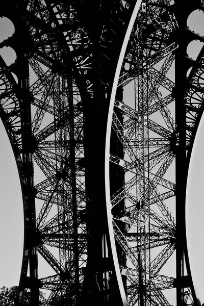 Фрагмент Залізної Споруди Ейфелевої Вежі Париж Франція Чорно Біле Зображення — стокове фото