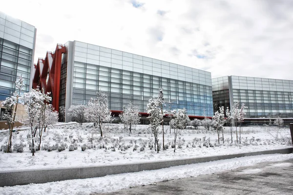 Museum of human evolution (MEH) in Burgos snowy (Spain)