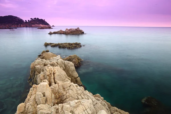 Pôr Sol Mediterrâneo Cala Alguer Costa Brava Girona Espanha — Fotografia de Stock