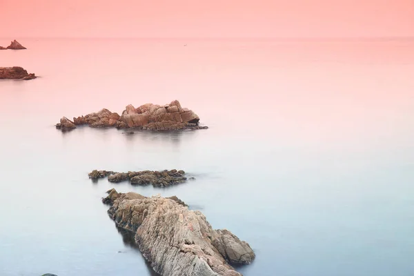 Pôr Sol Mediterrâneo Cala Alguer Costa Brava Girona Espanha — Fotografia de Stock
