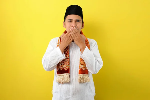 Ramadan Kareem Fiatal Ázsiai Muszlim Férfi Próbálja Tartani Száját Hogy — Stock Fotó
