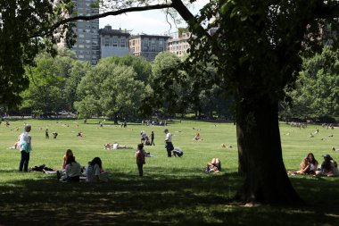 İnsanlar parkta yürüyüş