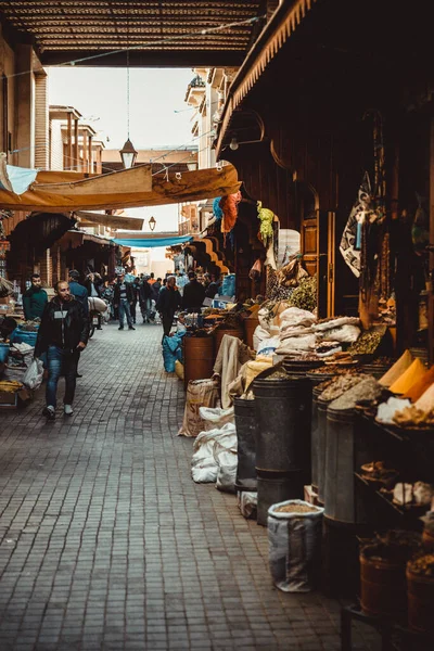 Pessoas Que Fazem Compras Mercado Local Marrocos — Fotografia de Stock