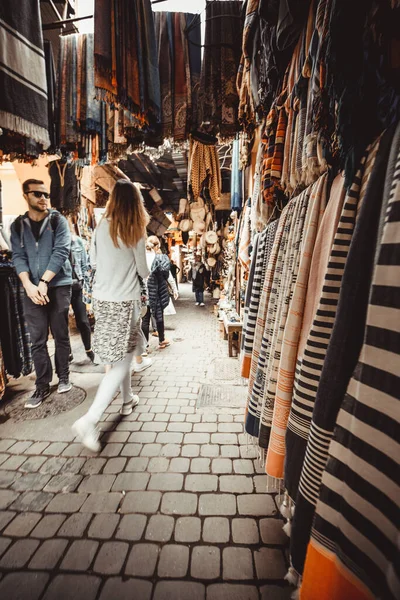 Pessoas Que Fazem Compras Mercado Local Marrocos — Fotografia de Stock