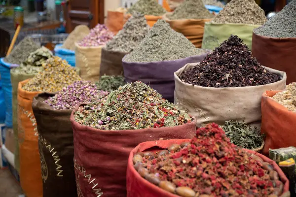Different Tasty Spices Market — Fotografia de Stock