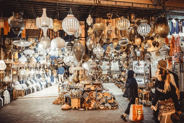 Mensen Winkelen Lokale Markt Marokko — Stockfoto