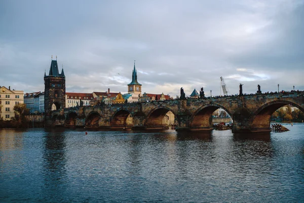 Praga Repubblica Ceca Novembre 2019 Vista Sul Ponte Carlo Praga — Foto Stock