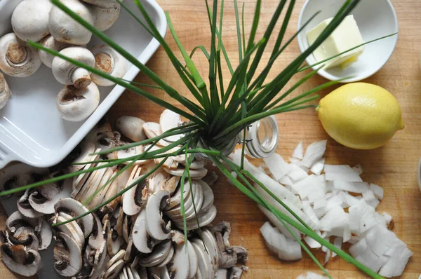 Rosemary Garlic Salt Onion Old Table — Stock Fotó