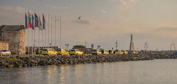 Nessebar Bulgaria 2019 Taxi Parking Main Entrance City Nessebar Bulgaria — Stock Photo, Image