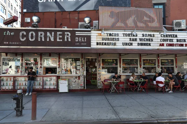 New York City Street Stores Restaurants Day Time — Stock Photo, Image