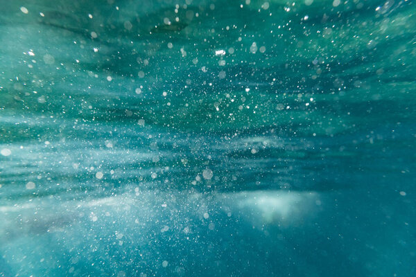 underwater view of the sea with waves and water