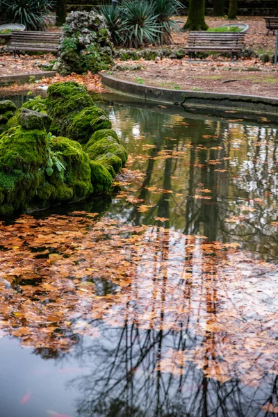 Refleksjoner Promenadefontenen Terni – stockfoto