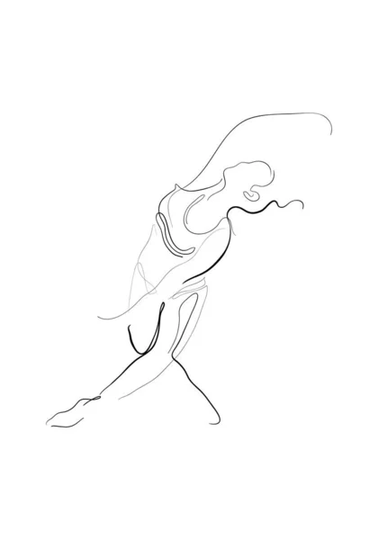 Illustration Art Ligne Dessinée Main Lasyasana Pose Personnage Femme Debout — Photo