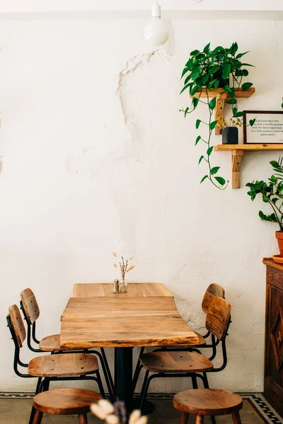 Tavolo Sedia Legno Nel Caffè Dettagli Del Ristorante Interior Design — Foto Stock