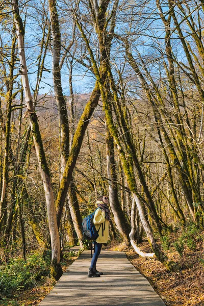 Woman Walking Autumn Park — Stock Photo, Image