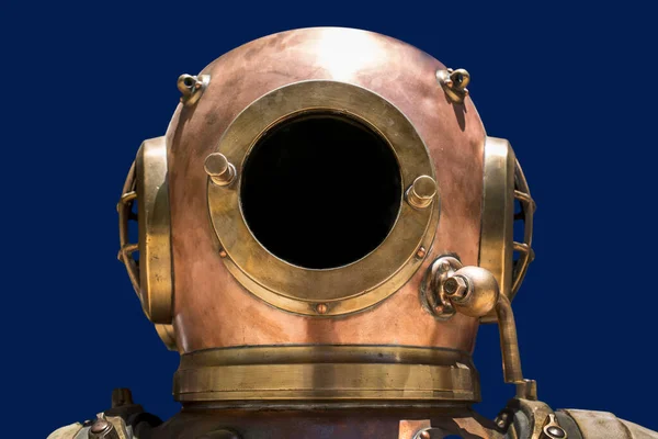 Vintage Copper Brass Diving Helmet Isolated — Stock Photo, Image