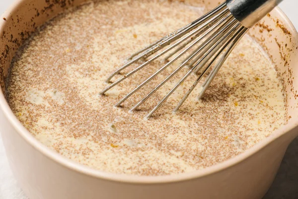 Processo Cottura Della Pasta Con Farina Zucchero Frusta Cucchiaio Altri — Foto Stock