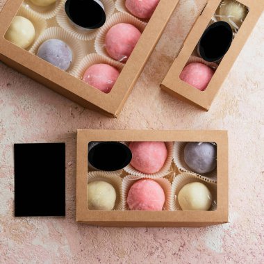 tasty colored asian dessert balls mochi