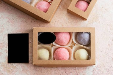tasty colored asian dessert balls mochi