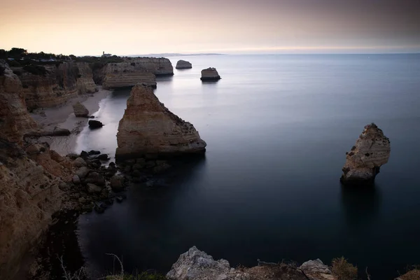 Algarve Cliffs Wschodzie Słońca Długich Targach — Zdjęcie stockowe