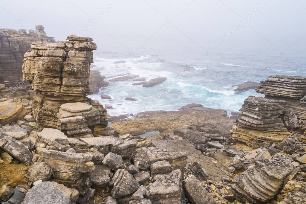 Atlantic Cliff Rocks in long Explosure with Fog