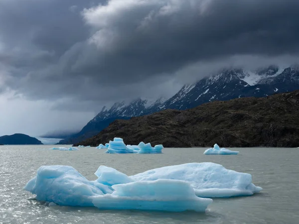 Góry Lodowe Nad Jeziorem Parku Narodowym Torres Del Paine Patagonii — Zdjęcie stockowe