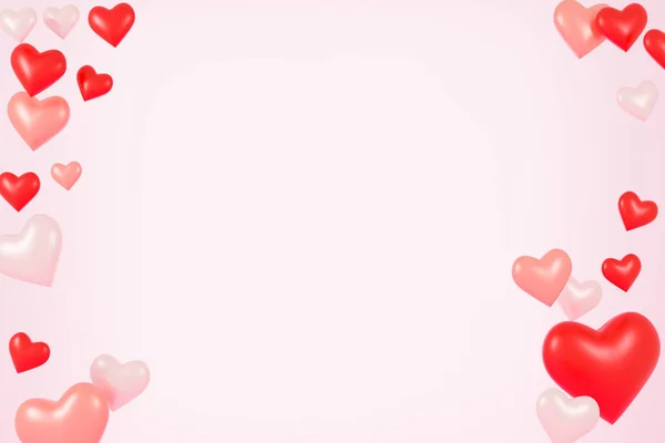 Antecedentes Del Día San Valentín Con Corazones Renderizado —  Fotos de Stock