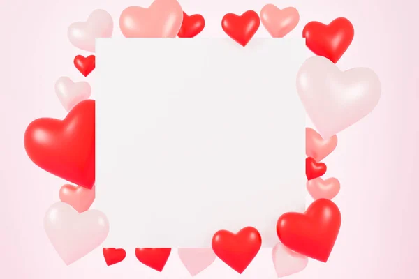 Dia Dos Namorados Mockup Fundo Com Coração Forma Renderização — Fotografia de Stock