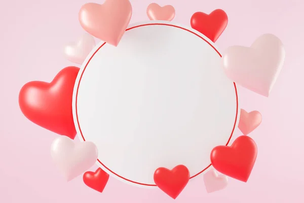 Modèle Fond Saint Valentin Avec Coeur Forme Rendu — Photo