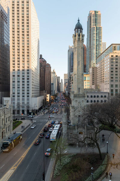Chicago 's downtown and Magnificent Mile seen from a high angle