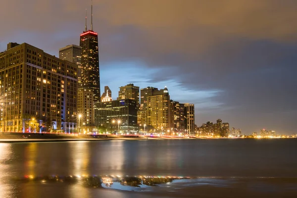 Chicago Városképe North Avenue Strandról Alkonyatkor — Stock Fotó