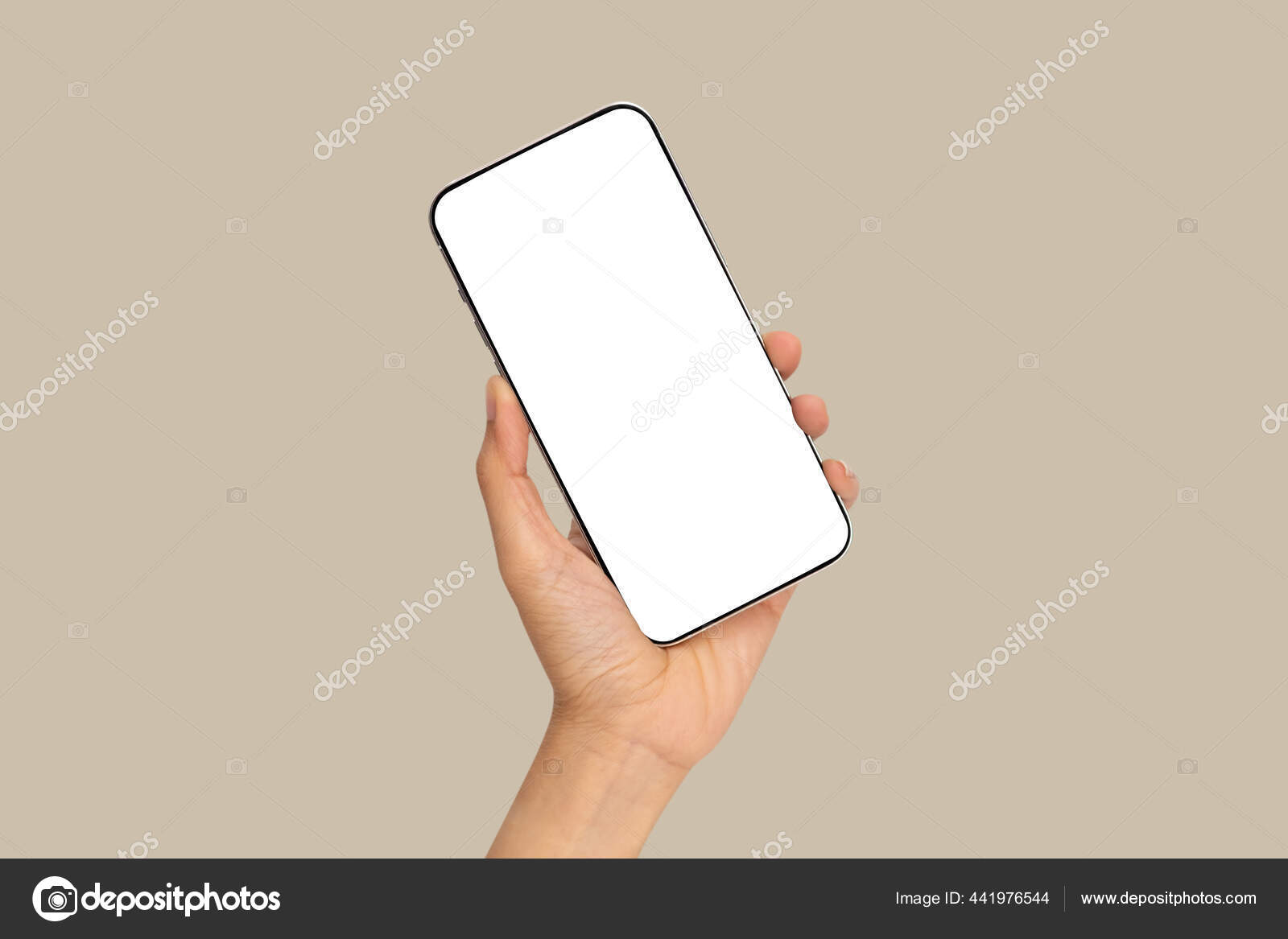 main tenant un téléphone portable avec écran blanc isolé sur fond  transparent - fichier png. 18742815 PNG