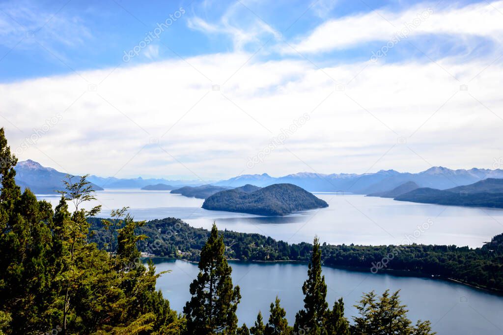 Lake between mountains in Bariloche, Argentina.