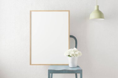 Mokup fotoğraf çerçevesi minimal İskandinavya dekorasyonu.