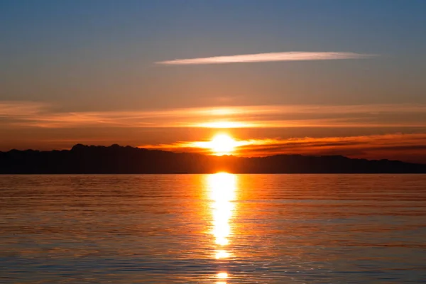 Pôr Sol Sobre Montanhas Olímpicas Puget Sound Deception Pass — Fotografia de Stock