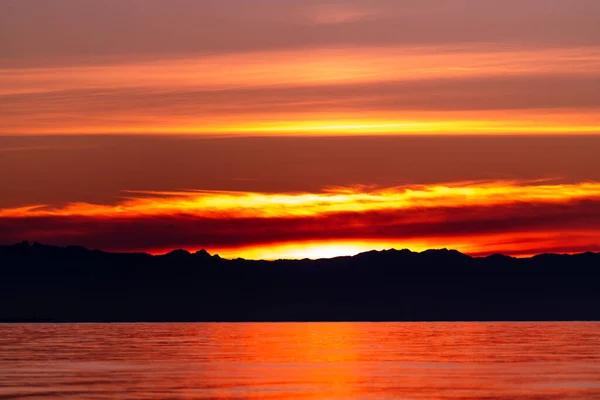 Coucher Soleil Spectaculaire Depuis Les Rives Puget Sound Deception Pass — Photo