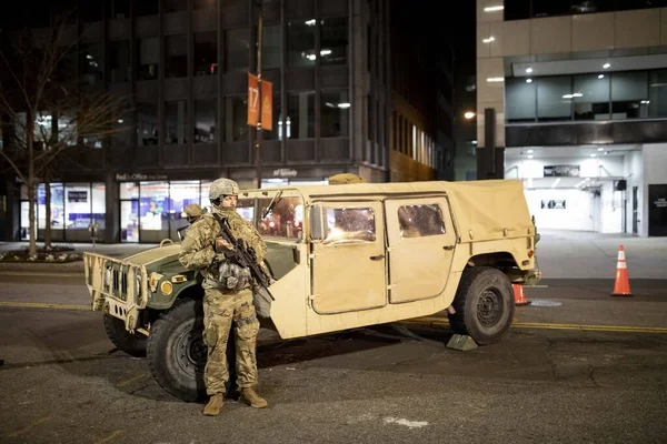 Tropas Guardia Nacional Aseguran Washington Día Inauguración 2021 — Foto de Stock