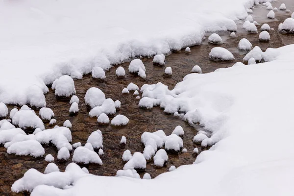 Річка Снігових Зимових Лісах — стокове фото
