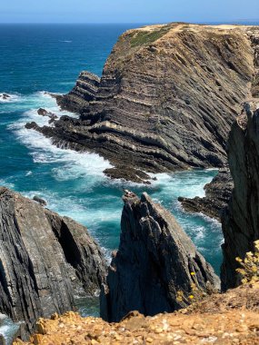 Fırtınalı bir günde fırtınalı bir okyanusta leylek yuvası