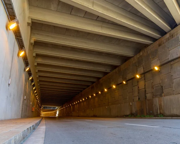 Illuminated and car-free urban road