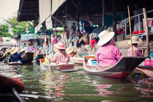 Donne Che Lavorano Mercato Galleggiante Thailandia — Foto Stock